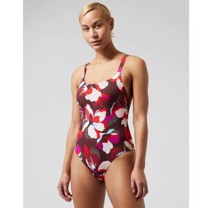 NWT Athleta Hermosa one piece swimsuit - MEDIUM PETITE -bloom decadent chocolate